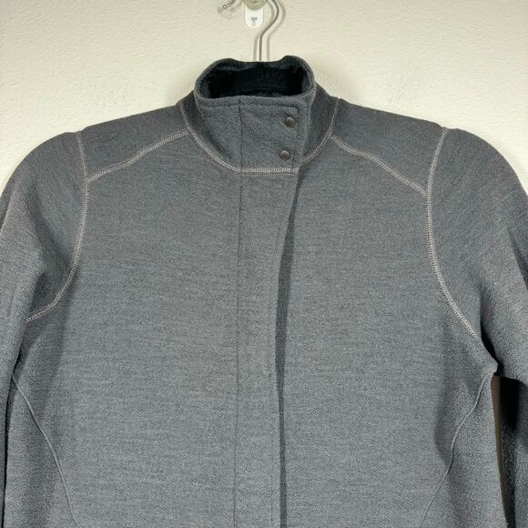 IBEX Zque Merino Wool Zip Up Jacket With Snaps Dark Grey Size Small - Picture 2 of 8